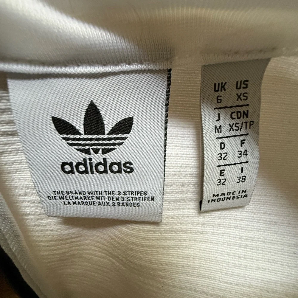 adidas woman’s White Top with Black Stripes - Picture 2 of 3